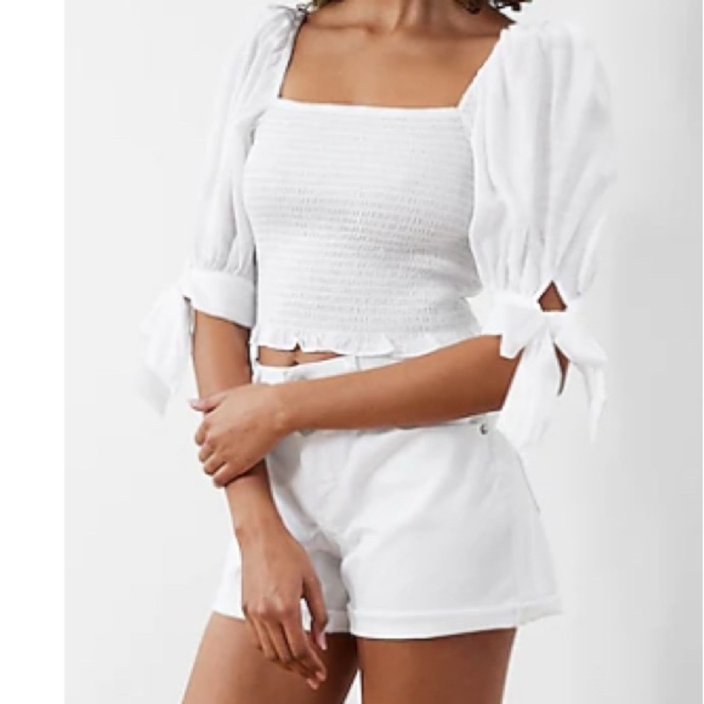 Smocked Square Neck Puff Sleeve Shirt